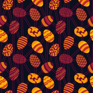 Duvar kağıtları, kumaşlar, tekstil ve ambalajlar, hediyeler ve kartlar için yumurtaları olan paskalya pürüzsüz deseni. 