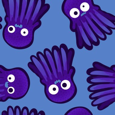 Yaz hayvanları ambalajsız ahtapot desenli ambalaj kağıdı ve çocuk kıyafetleri kumaşlar ve çarşaflar ve mayo tekstili ve menü kağıdı. Yüksek kaliteli illüstrasyon