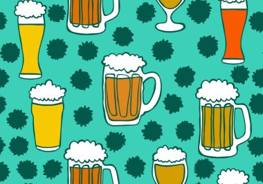 Beer seamless octoberfest pattern for wrapping paper and menu and clothes print and accessories and notebooks and festive. High quality illustration