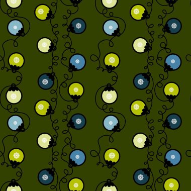 Noel ağacı topları kağıt, kumaş, çarşaf ve çocuk giysileri baskısı ve yeni yıl partisi aksesuarları için kusursuz kış oyuncakları deseni. Yüksek kaliteli illüstrasyon