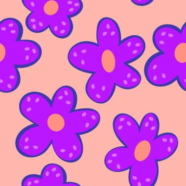 Kumaşlar, çarşaflar, ambalaj kağıtları ve çocuk giysileri baskıları, yaz aksesuarları ve bahar moda tekstil ürünleri için soyut, dikişsiz çiçek deseni. Yüksek kaliteli illüstrasyon