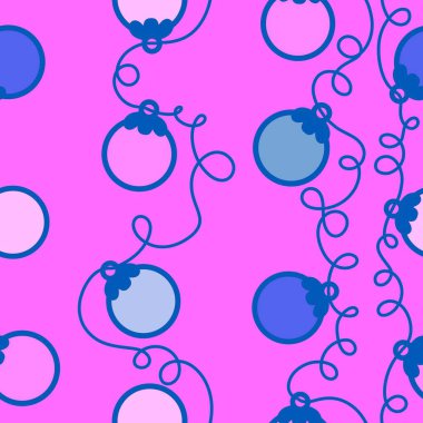 Noel ağacı topları kağıt, kumaş, çarşaf ve çocuk giysileri baskısı ve yeni yıl partisi aksesuarları için kusursuz kış oyuncakları deseni. Yüksek kaliteli illüstrasyon