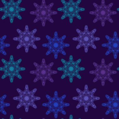 Noel buzları, kağıt, kumaş, çarşaf ve çocuk giysileri baskısı, yeni yıl paketleri ve şenlik aksesuarları için kusursuz kar taneleri deseni çizer. Yüksek kaliteli illüstrasyon