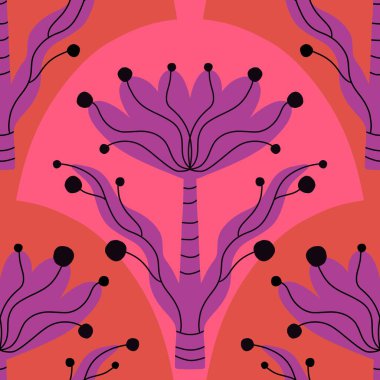 Kumaşlar, çarşaflar, ambalaj kağıtları ve çocuk giysileri baskıları, yaz aksesuarları ve bahar moda tekstil ürünleri için soyut, dikişsiz çiçek deseni. Yüksek kaliteli illüstrasyon