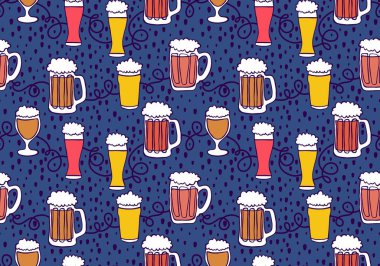 Beer seamless octoberfest pattern for wrapping paper and menu and clothes print and accessories and notebooks and festive. High quality illustration