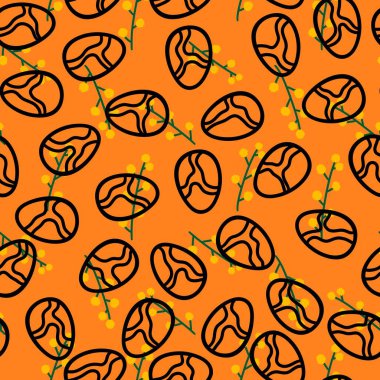 Duvar kağıtları, kumaşlar, tekstil ve ambalajlar, hediyeler ve kartlar için yumurtaları olan paskalya pürüzsüz deseni. 