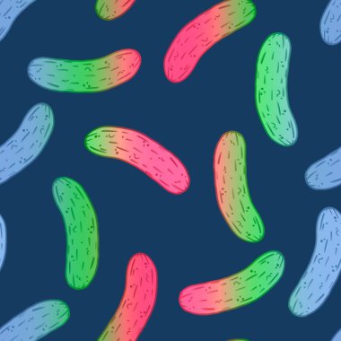 Kağıt, kumaş, çarşaf ve çocuk giysileri baskısı, moda tekstil ürünleri ve sonbahar partisi aksesuarları için yaz sebzesiz salatalık deseni. Yüksek kaliteli illüstrasyon