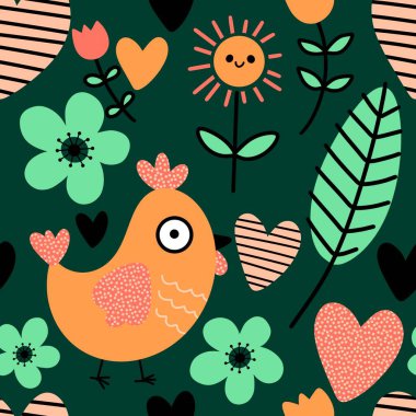 Paskalya tavuğu desenli kumaşlar, kumaşlar, çarşaflar, çocuk kıyafetleri, mutfak aksesuarları ve bahar partisi aksesuarları. Yüksek kalite fotoğraf