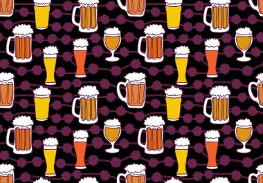 Beer seamless octoberfest pattern for wrapping paper and menu and clothes print and accessories and notebooks and festive. High quality illustration