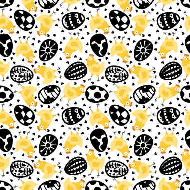 Paskalya tavuğu desenli kumaşlar, kumaşlar, çarşaflar, çocuk kıyafetleri, mutfak aksesuarları ve bahar partisi aksesuarları. Yüksek kalite fotoğraf