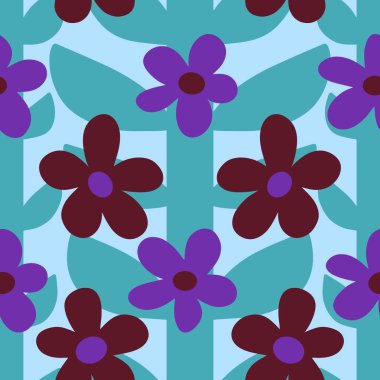 Kumaşlar, çarşaflar, ambalaj kağıtları ve çocuk giysileri baskıları, yaz aksesuarları ve bahar moda tekstil ürünleri için soyut, dikişsiz çiçek deseni. Yüksek kaliteli illüstrasyon