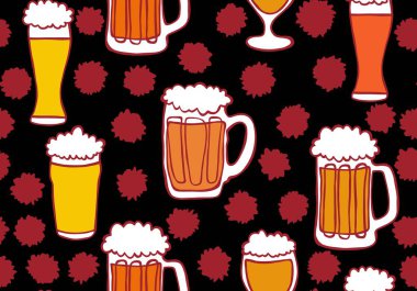 Beer seamless octoberfest pattern for wrapping paper and menu and clothes print and accessories and notebooks and festive. High quality illustration