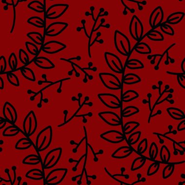 Güz çiçekleri ve böğürtlenler kağıt, kumaş, çarşaf ve çocuk giysileri, kıyafet baskısı ve kış partisi aksesuarları ve moda tekstili için dikişsiz rowanberry deseni.