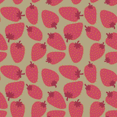 Kağıt, kumaş, çarşaf ve çocuk giysileri, elbise baskısı, parti aksesuarları ve moda tekstili için yaz meyvesiz çilek deseni. Yüksek kaliteli illüstrasyon