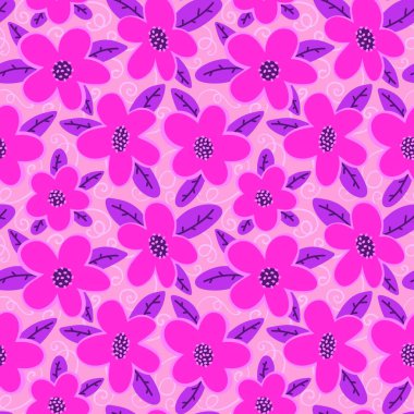 Kumaşlar, çarşaflar, ambalaj kağıtları ve çocuk giysileri baskıları, yaz aksesuarları ve bahar moda tekstil ürünleri için soyut, dikişsiz çiçek deseni. Yüksek kaliteli illüstrasyon