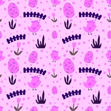 Duvar kağıtları, kumaşlar, tekstil ve ambalajlar, hediyeler ve kartlar için yumurtaları olan paskalya pürüzsüz deseni. 