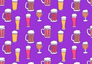 Beer seamless octoberfest pattern for wrapping paper and menu and clothes print and accessories and notebooks and festive. High quality illustration