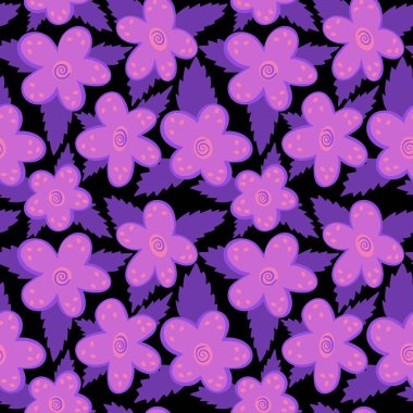 Kumaşlar, çarşaflar, ambalaj kağıtları ve çocuk giysileri baskıları, yaz aksesuarları ve bahar moda tekstil ürünleri için soyut, dikişsiz çiçek deseni. Yüksek kaliteli illüstrasyon