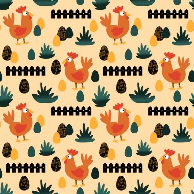 Paskalya tavuğu desenli kumaşlar, kumaşlar, çarşaflar, çocuk kıyafetleri, mutfak aksesuarları ve bahar partisi aksesuarları. Yüksek kalite fotoğraf