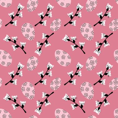 Duvar kağıtları, kumaşlar, tekstil ve ambalajlar, hediyeler ve kartlar için yumurtaları olan paskalya pürüzsüz deseni. 