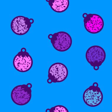 Noel ağacı topları kağıt, kumaş, çarşaf ve çocuk giysileri baskısı ve yeni yıl partisi aksesuarları için kusursuz kış oyuncakları deseni. Yüksek kaliteli illüstrasyon