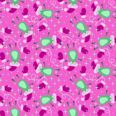 Kış hayvanları kusursuz kurbağalar ve Noel Baba şapkası desenli ambalaj kağıtları, kumaşlar, çarşaflar ve çocuk giysileri baskısı ve şenlikli ambalajlar ve parti aksesuarları. Yüksek kaliteli illüstrasyon