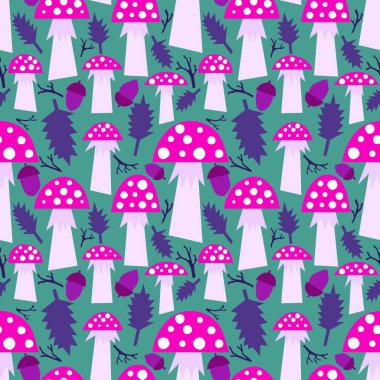 Çizgi filmlerdeki sonbahar hasadı kusursuz Cadılar Bayramı mantarları kağıt, kumaş, çarşaf, çocuk baskısı, şenlikli ambalaj ve aksesuarlar. Yüksek kaliteli illüstrasyon