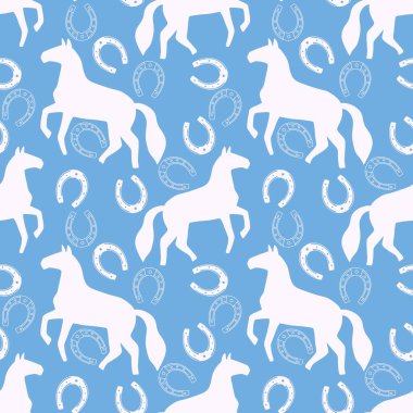 Noel hayvanları ambalaj kağıtları, kumaşlar, çarşaflar ve çocuk giysileri baskısı ve yeni 2026 yılı hediye paketleri, moda tekstil ürünleri ve kış partisi aksesuarları için kusursuz at desenleri.