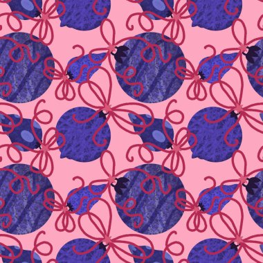 Noel ağacı topları kağıt, kumaş, çarşaf ve çocuk giysileri baskısı ve yeni yıl partisi aksesuarları için kusursuz kış oyuncakları deseni. Yüksek kaliteli illüstrasyon