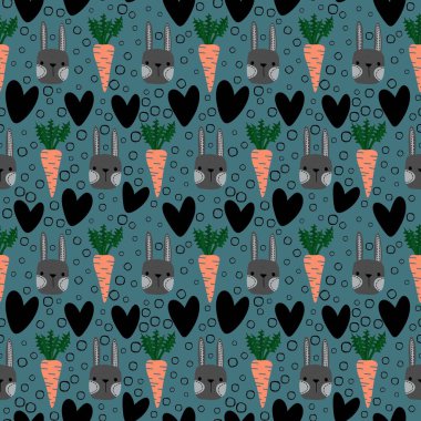 Paskalya tavşanları kağıt, kumaş, çarşaf ve çocuk giysileri, elbise baskısı, parti aksesuarları ve mutfak tekstili için kusursuz bahar hayvanları desenleri. Yüksek kalite fotoğraf