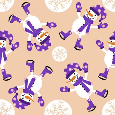 Winter seamless snowman pattern for fabrics and textiles and packaging and gifts and cards and linens and kids and wrapping paper clipart