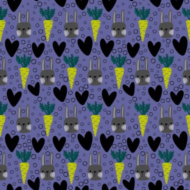 Paskalya tavşanları kağıt, kumaş, çarşaf ve çocuk giysileri, elbise baskısı, parti aksesuarları ve mutfak tekstili için kusursuz bahar hayvanları desenleri. Yüksek kalite fotoğraf