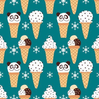 Noel dondurması kağıtları, kumaşlar, çarşaflar, çocuk giysileri baskısı ve yeni yıl partisi aksesuarları için kusursuz dondurma kalıbı. Yüksek kaliteli illüstrasyon