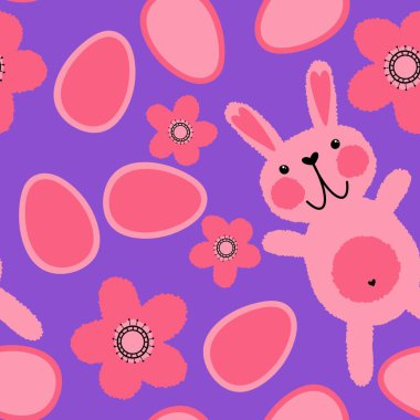 Paskalya tavşanları kağıt, kumaş, çarşaf ve çocuk giysileri, elbise baskısı, parti aksesuarları ve mutfak tekstili için kusursuz bahar hayvanları desenleri. Yüksek kalite fotoğraf