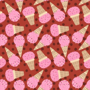 Noel dondurması kağıtları, kumaşlar, çarşaflar, çocuk giysileri baskısı ve yeni yıl partisi aksesuarları için kusursuz dondurma kalıbı. Yüksek kaliteli illüstrasyon