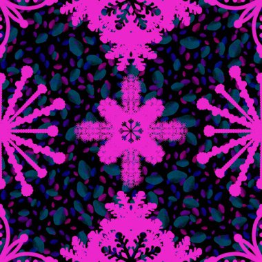 Noel buzları, kağıt, kumaş, çarşaf ve çocuk giysileri baskısı, yeni yıl paketleri ve şenlik aksesuarları için kusursuz kar taneleri deseni çizer. Yüksek kaliteli illüstrasyon