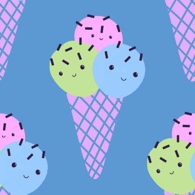 Noel dondurması kağıtları, kumaşlar, çarşaflar, çocuk giysileri baskısı ve yeni yıl partisi aksesuarları için kusursuz dondurma kalıbı. Yüksek kaliteli illüstrasyon