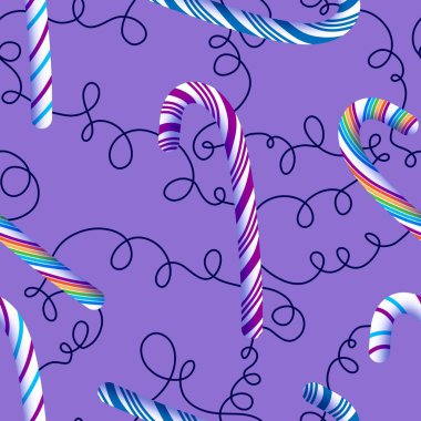 Şekerlemesiz Noel şekeri desenli hediye paketleri kağıt, kumaş, çarşaf ve çocuk giysileri baskısı ve yeni yıl partisi aksesuarları ve Noel moda tekstili.