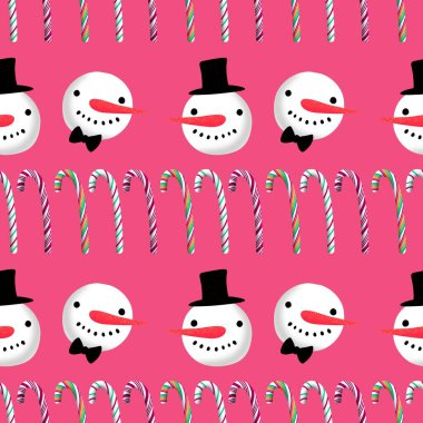 Kumaşlar, tekstil ve ambalajlar, hediyeler, kartlar, çarşaflar ve çocuklar için kusursuz kardan adam deseni.