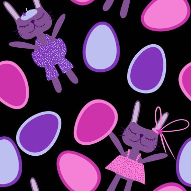 Paskalya tavşanları kağıt, kumaş, çarşaf ve çocuk giysileri, elbise baskısı, parti aksesuarları ve mutfak tekstili için kusursuz bahar hayvanları desenleri. Yüksek kalite fotoğraf