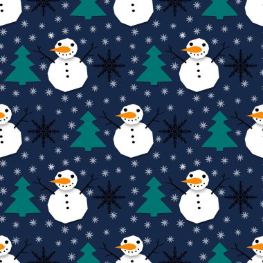 Kumaşlar, tekstil ve ambalajlar, hediyeler, kartlar, çarşaflar ve çocuklar için kusursuz kardan adam deseni.