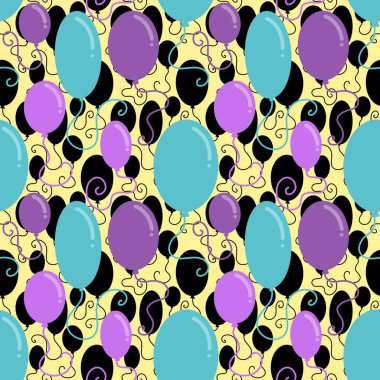 Paketleme kağıdı, kumaş ve çocuk giysileri baskısı, parti ambalajı ve moda tekstili için kusursuz bir doğum günü partisi. Yüksek kalite fotoğraf