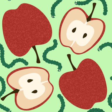 Kağıt, kumaş, çarşaf ve çocuk giysileri baskısı, moda tekstil ürünleri ve parti aksesuarları için yaz meyvesiz elma deseni. Yüksek kaliteli illüstrasyon