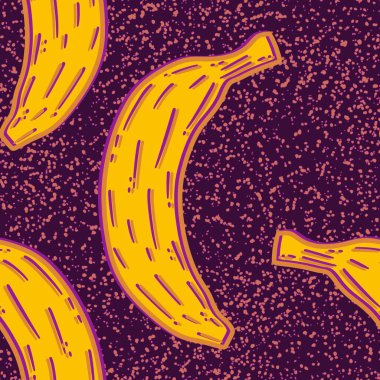 Moda tekstil ürünleri, ambalaj kağıtları, kumaşlar, çarşaflar, çocuk giysileri ve parti aksesuarları için yaz meyvesiz muz deseni. Yüksek kaliteli illüstrasyon