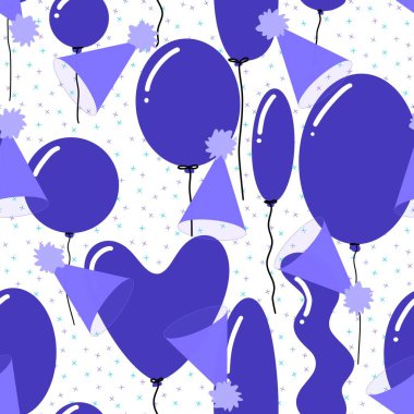 Paketleme kağıdı, kumaş ve çocuk giysileri baskısı, parti ambalajı ve moda tekstili için kusursuz bir doğum günü partisi. Yüksek kalite fotoğraf