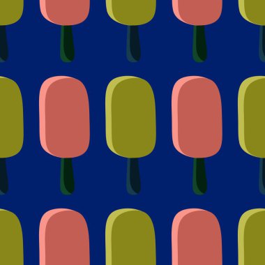 Noel dondurması kağıtları, kumaşlar, çarşaflar, çocuk giysileri baskısı ve yeni yıl partisi aksesuarları için kusursuz dondurma kalıbı. Yüksek kaliteli illüstrasyon