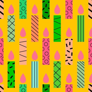 Paketleme kağıdı, kumaş ve çocuk giysileri baskısı, parti ambalajı ve moda tekstili için kusursuz bir doğum günü partisi. Yüksek kalite fotoğraf