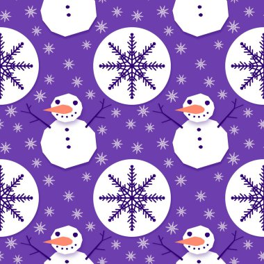 Kumaşlar, tekstil ve ambalajlar, hediyeler, kartlar, çarşaflar ve çocuklar için kusursuz kardan adam deseni.