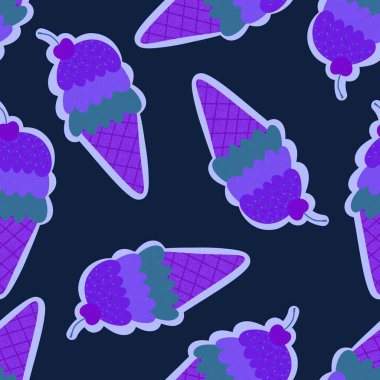 Noel dondurması kağıtları, kumaşlar, çarşaflar, çocuk giysileri baskısı ve yeni yıl partisi aksesuarları için kusursuz dondurma kalıbı. Yüksek kaliteli illüstrasyon