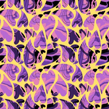 Sevgililer Günü kalbinin pürüzsüz 14 Şubat desenli ambalaj kağıtları, kumaşlar ve çocuk giysileri baskısı kış partisi aksesuarları ve moda tekstili. Yüksek kaliteli illüstrasyon